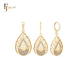 Teardrop shaped of white CZs 14K Gold Jewelry Set with Pendant