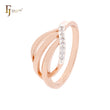 Triple branches geometric white CZs Rose Gold two tone Fashion Rings