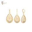 Teardrop with filigree white CZs 14K Gold Jewelry Set with Pendant