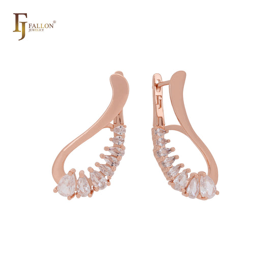 Luxurious alternative cluster white CZs Rose Gold Clip-On Earrings