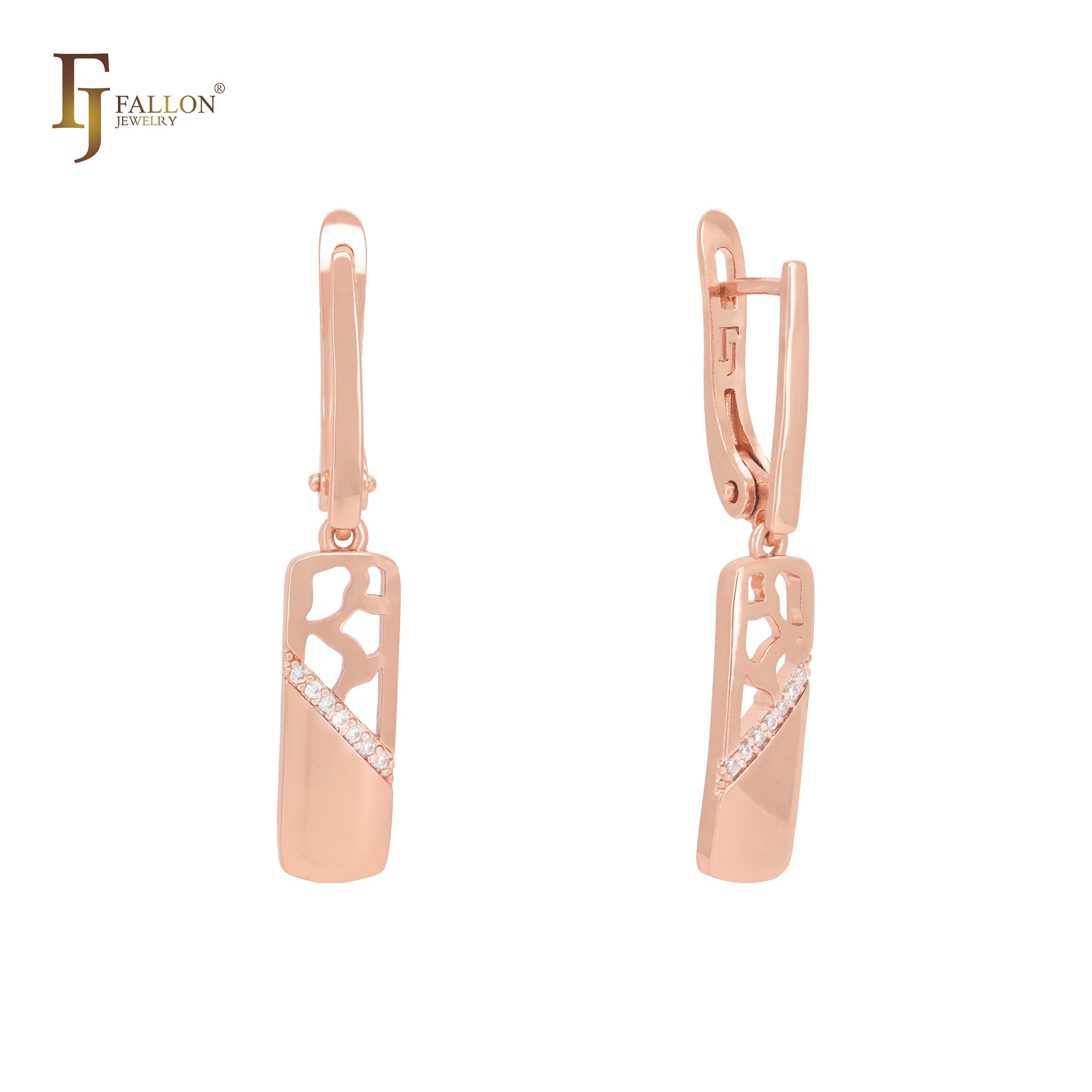 Half window shape geometric Rose Gold Clip-On Earrings