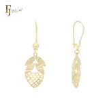 Pineapple drop 14K Gold wire hook earrings