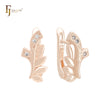 Leaves of white CZs Rose Gold Clip-On Earrings