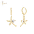 Dragonfly of white Cz 14K Gold Animal Pendant