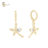 Dragonfly of white Cz 14K Gold Animal Pendant