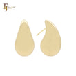 Curved wide teardrop glossy 14K Gold, Rose Gold, White Gold Stud Earrings