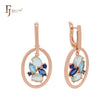 Luxurious Cluster Lake blue and deep blue CZs Rose Gold Clip-On Earrings