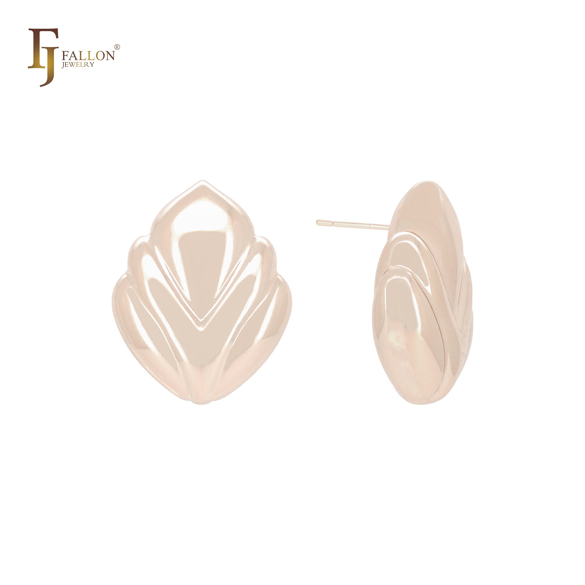 Popcorn wheat seed shaped 14K Gold, Rose Gold, White Gold Stud Earrings