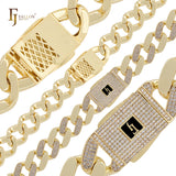 Ultra Copper wide Compact link chuncky Cuban link 14K Gold Chain Bracelets