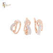 Geometric interlocking ribbon white CZs Rose Gold two tone Jewelry Set with Rings