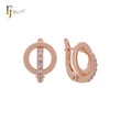 Elegant circle crossing circle of white CZs Rose Gold Clip-On Earrings