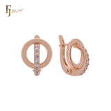 Elegant circle crossing circle of white CZs Rose Gold Clip-On Earrings