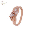 Ribbon flower of white CZs Cluster Rose Gold Fashion Rings