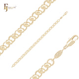 Disc hollow mixed buckle beads 14K Gold fancy link Bracelets