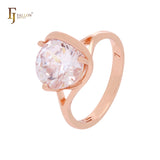 Elegant clawed solitaire white CZ Rose Gold Engagement Ringsq