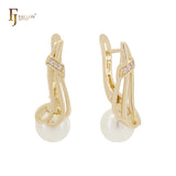 Elegant ribbon of pearl Rose Gold Clip-On Earrings