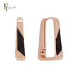 U lock painted black 14K Gold, Rose Gold, White Gold hoop earrings