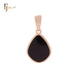 Solitaire painted black plate Rose Gold solitaire Pendant