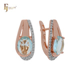 Solitaire oval white CZ Rose Gold Clip-On Earrings