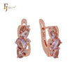 Cluster light pink purple luxurious CZs Rose Gold Clip-On Earrings