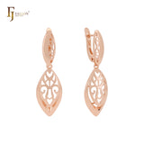 Marquise filigree drop Rose Gold Clip-On Earrings