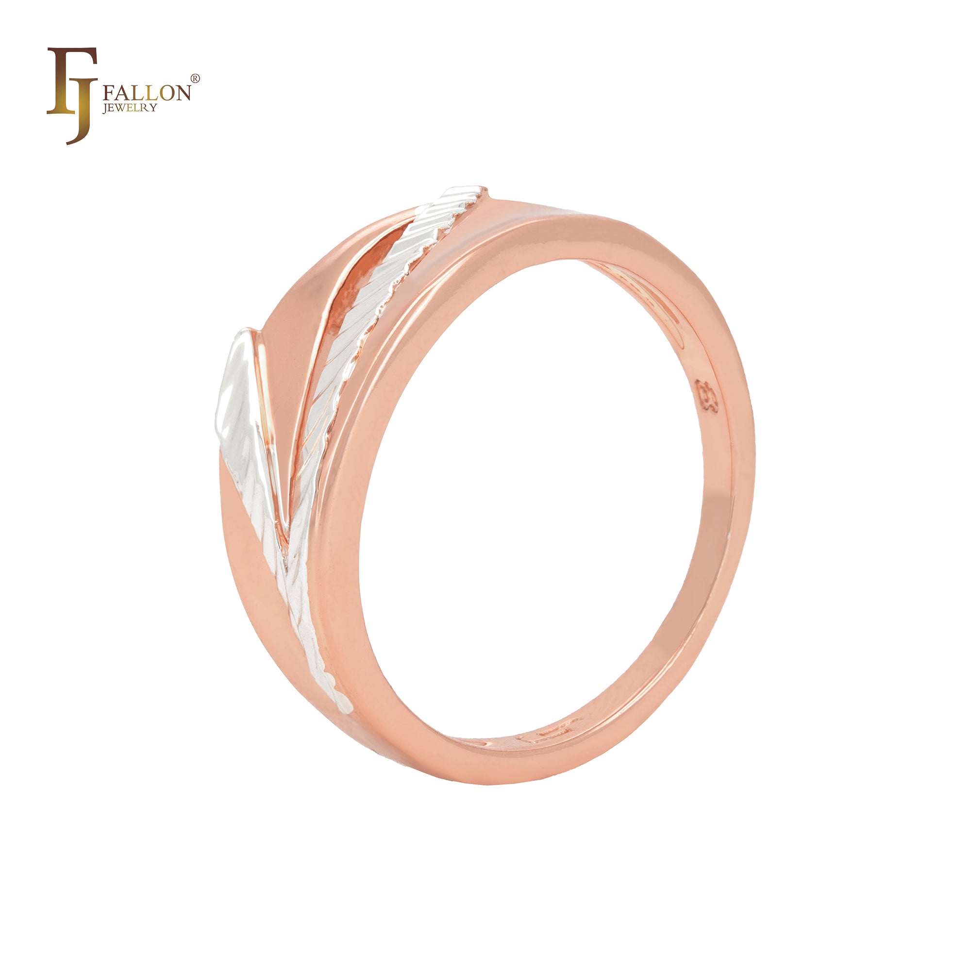 Chevron textured v Rose Gold two tone Fashion Rings