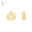 Triple interlocking clothy textured 14K Gold, Rose Gold, White Gold Stud Earrings