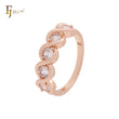 Five white rounded czs cluster Rose Gold Wedding Band Rings