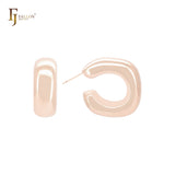 Irregular glossy geometric C Hoop 14K Gold, Rose Gold, White Gold Stud Earrings