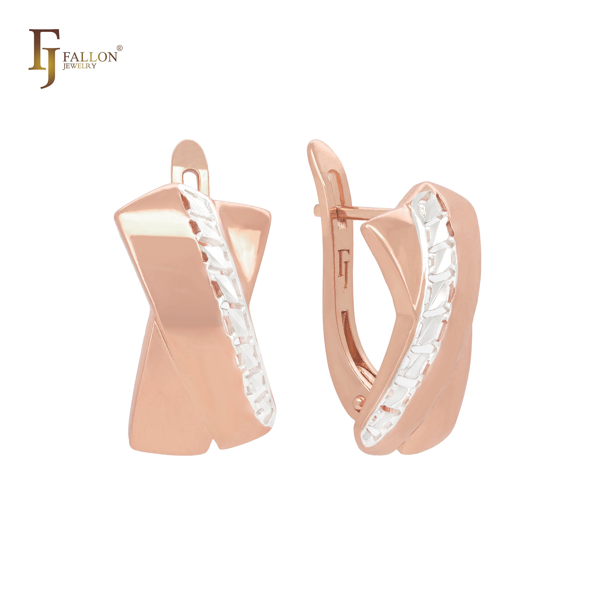 Double Crossing Ribbons Geometric Rose Gold two tone Clip-On Earrings