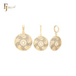 Windy fan filigree rounded circle 14K Gold Jewelry Set with Pendant