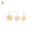 Five great flowers kaleidoscope filigree snow flake 14K Gold huggie Jewelry set with Pendant