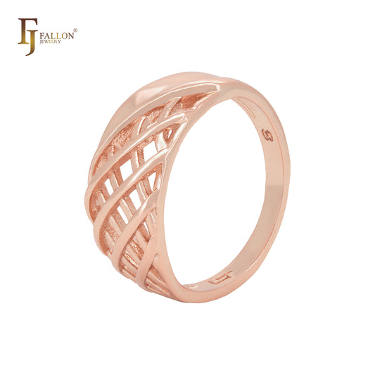 Thousand crossing mesh net Rose Gold Fashion Rings