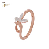 Elegant brach of triple leaves Rose Gold two tone Fashion Rings