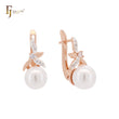 Flower pearl Rose Gold two tone Clip-On Earrings