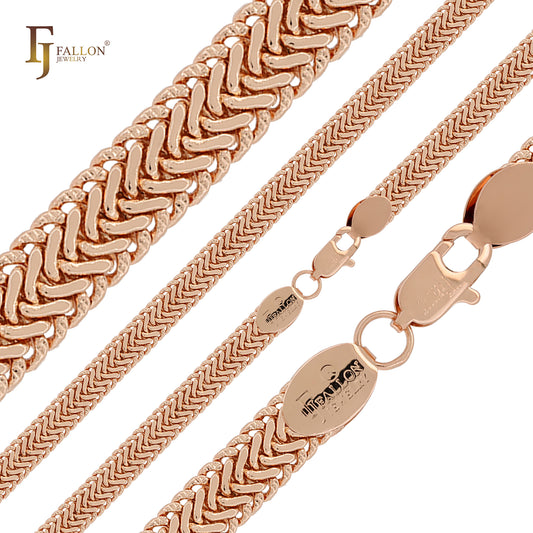 Snake bone structured Rose Gold fancy link chains