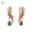 Chameleon cluster emerald green CZs luxurious Rose Gold Clip-On Earrings