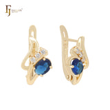 Teeth shaped Colorful CZs mixed geometric 14K Gold Clip-On Earrings