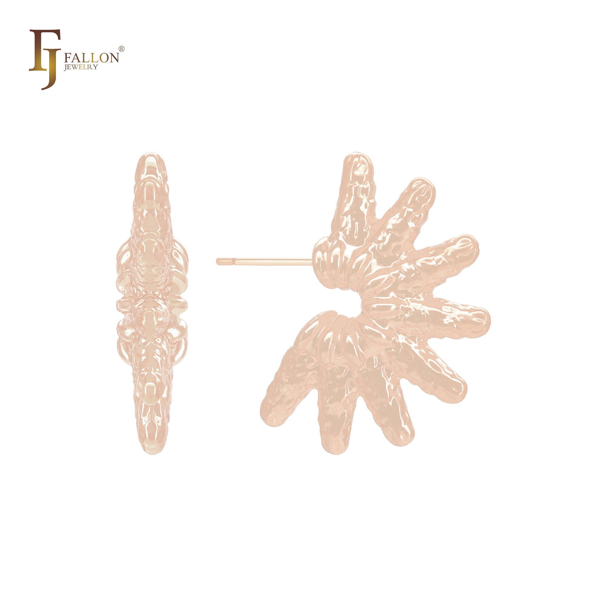 Half irregular starfish shaped 14K Gold, Rose Gold, White Gold Stud Earrings