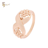 Up and down beads geometric ribbon Rose Gold Fashion Rings