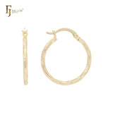 Glossy snake textured 14K Gold, Rose Gold Hoop Earrings