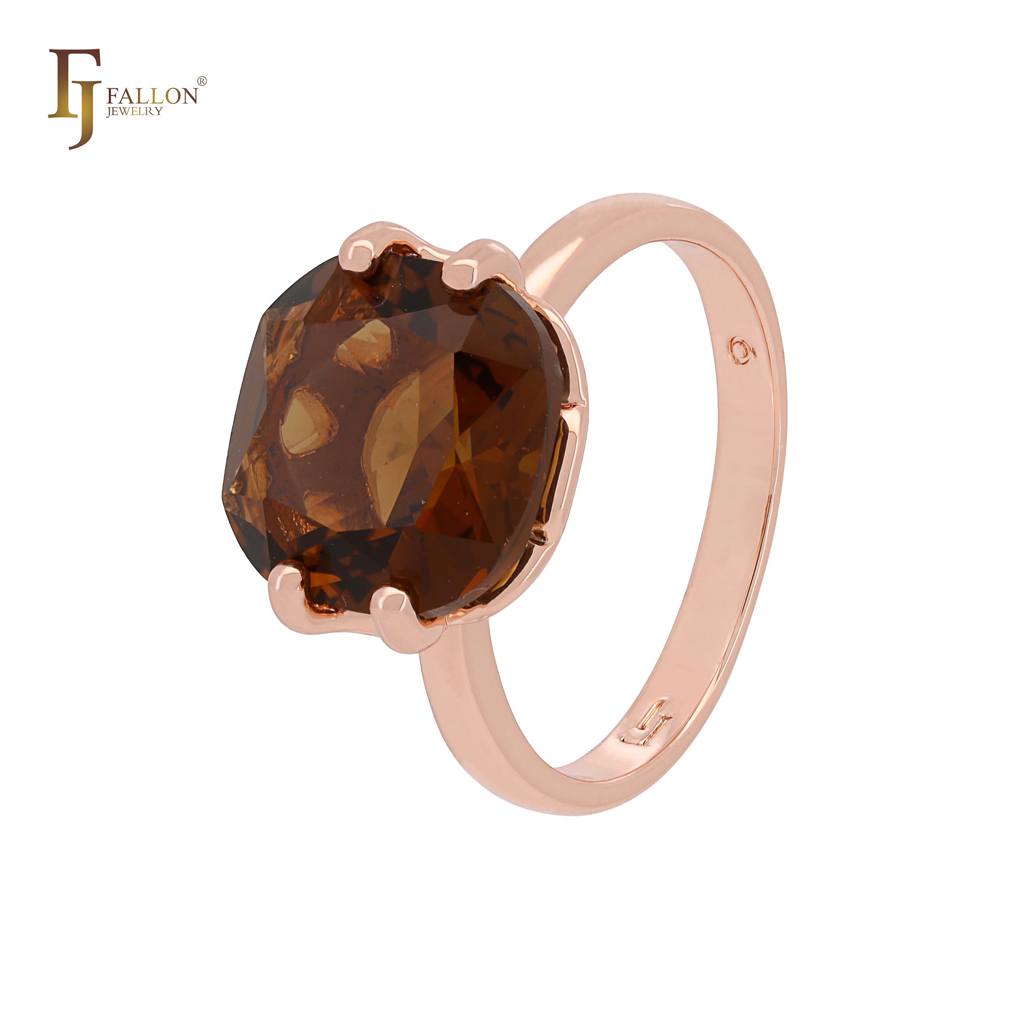 Solitaire Coffee 12mm Rounded CZ Rose Gold Engagement Rings