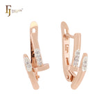 Eternity nail of white CZs Rose Gold two tone Clip-On Earrings