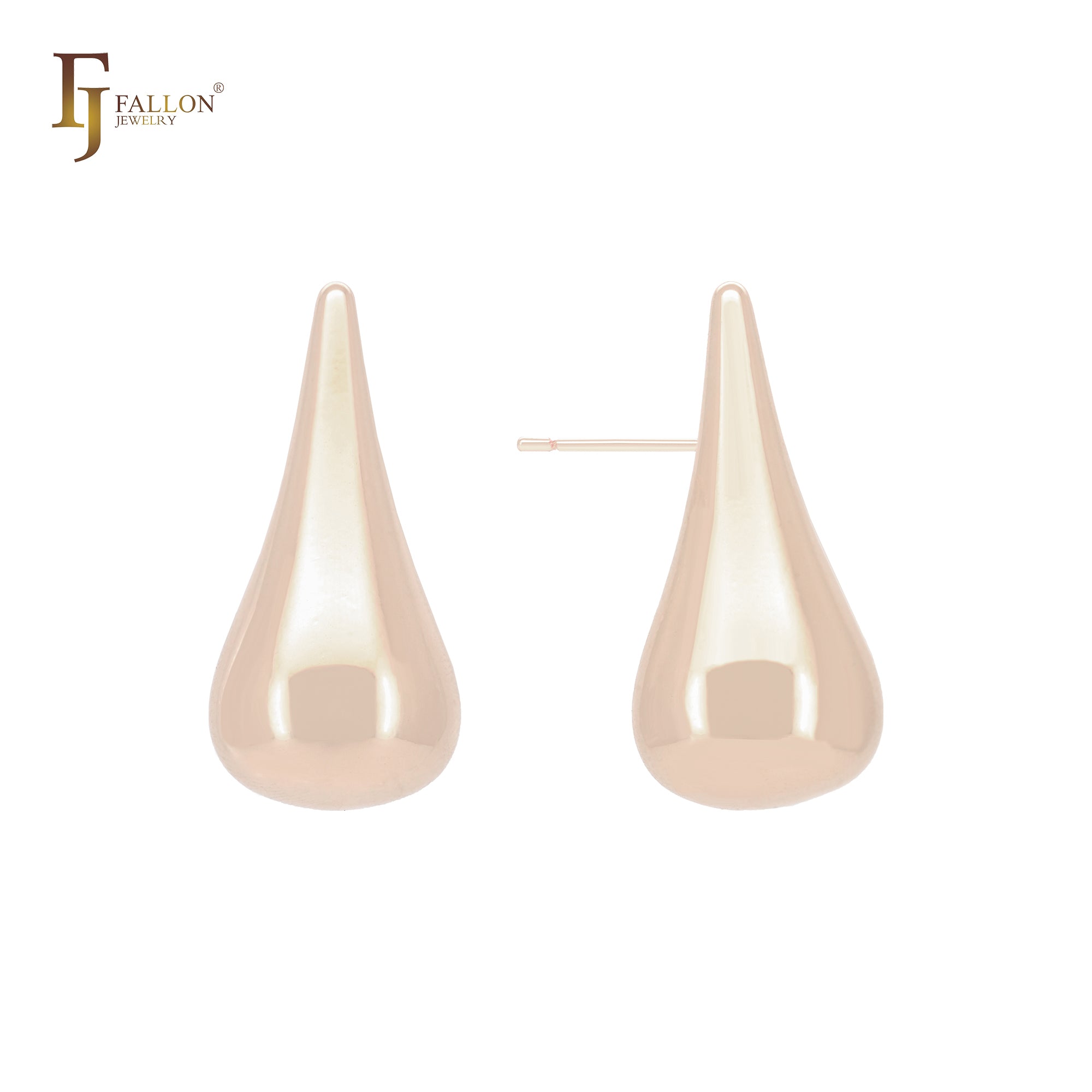 Pendulum Teardrop shaped  14K Gold, Rose Gold, White Gold Stud Earrings