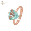 Elegant minimalism solitaire clawed apple green CZ Rose Gold Engagement Rings