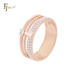 Minimalism elegant paved white CZs Rose Gold two tone Clip-On Earrings