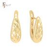 Teardrop rhombus textured 14K Gold, Rose Gold Clip-On Earrings