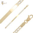 Curb link cross hammered 14K Gold two tone Men's ID bracelets