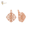 Double layers filigree flower Rose Gold Clip-On Earrings