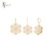 Fancy radioactive snowflakes of white CZs 14K Gold Jewelry Set with Pendant